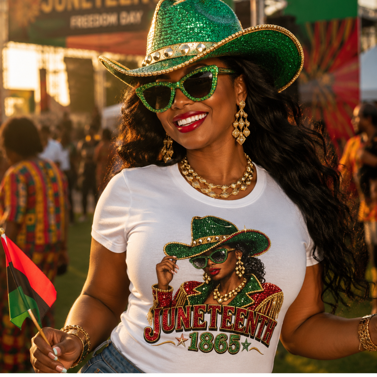 Juneteenth 1865 Rhinestone Cowgirl T-Shirt