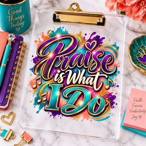 Praise is What I Do UV DTF Transfer on Acrylic Clipboard