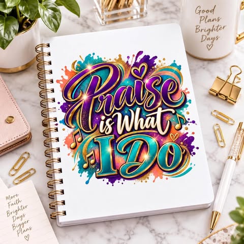 Praise is What I Do UV DTF Transfer on A5 Journal