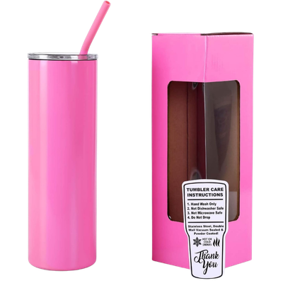 20oz Skinny Stainless Steel Tumbler – Glossy Finish