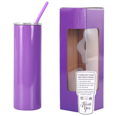 20oz Skinny Stainless Steel Tumbler – Glossy Finish