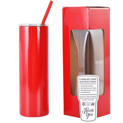 20oz Skinny Stainless Steel Tumbler – Glossy Finish